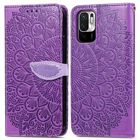 Coque Portefeuille Motif Fantaisie Livre Cuir Etui Clapet S04D pour Xiaomi Redmi Note 10T 5G Violet