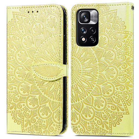 Coque Portefeuille Motif Fantaisie Livre Cuir Etui Clapet S04D pour Xiaomi Redmi Note 11 Pro+ Plus 5G Jaune