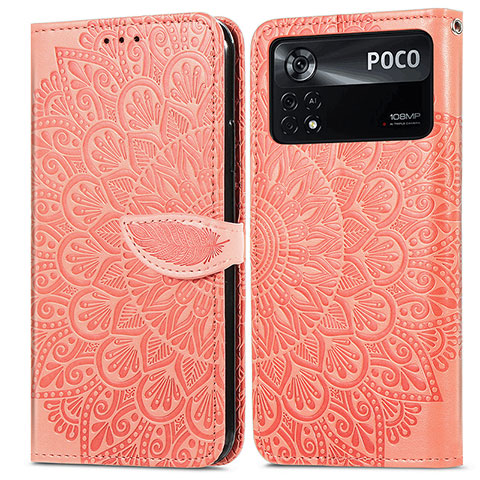 Coque Portefeuille Motif Fantaisie Livre Cuir Etui Clapet S04D pour Xiaomi Redmi Note 11E Pro 5G Orange