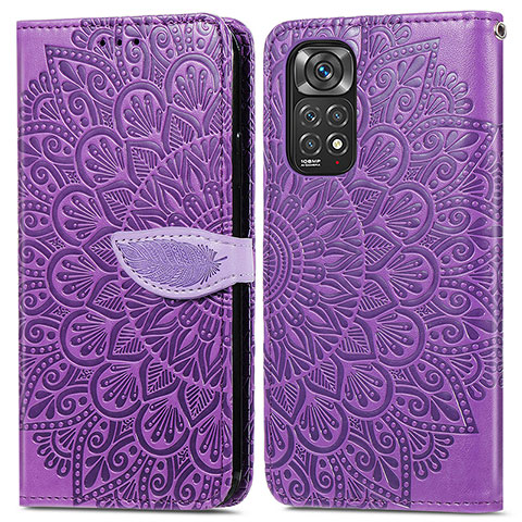 Coque Portefeuille Motif Fantaisie Livre Cuir Etui Clapet S04D pour Xiaomi Redmi Note 11S 4G Violet