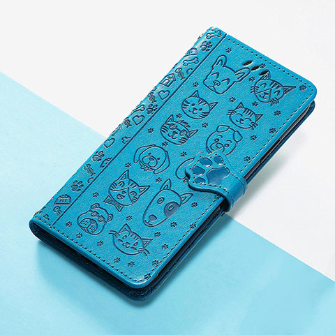 Coque Portefeuille Motif Fantaisie Livre Cuir Etui Clapet S05D pour Huawei Enjoy 50 Bleu