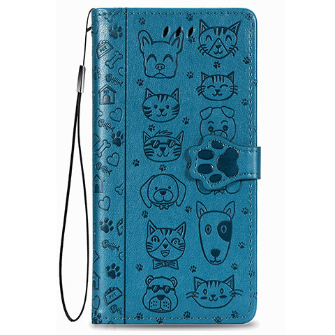 Coque Portefeuille Motif Fantaisie Livre Cuir Etui Clapet S05D pour Samsung Galaxy S21 5G Bleu