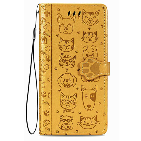 Coque Portefeuille Motif Fantaisie Livre Cuir Etui Clapet S05D pour Samsung Galaxy S21 Plus 5G Jaune