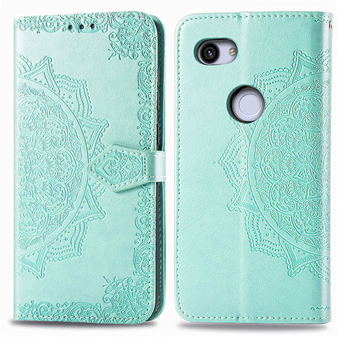 Coque Portefeuille Motif Fantaisie Livre Cuir Etui Clapet S07D pour Google Pixel 3a XL Vert