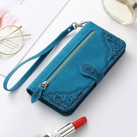 Coque Portefeuille Motif Fantaisie Livre Cuir Etui Clapet S07D pour Samsung Galaxy S21 5G Bleu