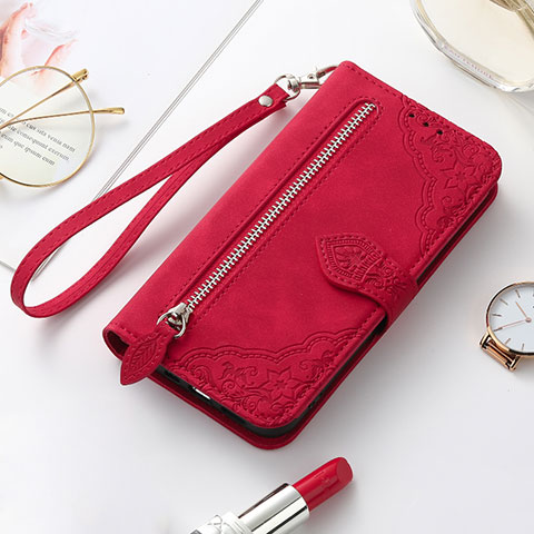 Coque Portefeuille Motif Fantaisie Livre Cuir Etui Clapet S07D pour Samsung Galaxy S21 5G Rouge