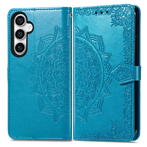 Coque Portefeuille Motif Fantaisie Livre Cuir Etui Clapet S07D pour Samsung Galaxy S21 FE 5G Bleu