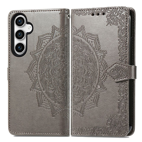 Coque Portefeuille Motif Fantaisie Livre Cuir Etui Clapet S07D pour Samsung Galaxy S21 FE 5G Gris