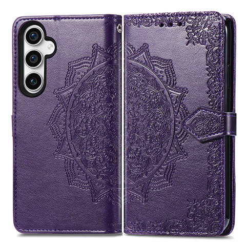 Coque Portefeuille Motif Fantaisie Livre Cuir Etui Clapet S07D pour Samsung Galaxy S21 FE 5G Violet