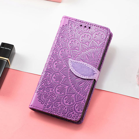 Coque Portefeuille Motif Fantaisie Livre Cuir Etui Clapet S08D pour Huawei Honor X8 4G Violet