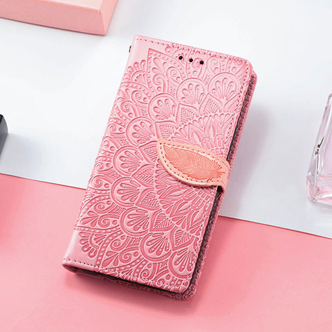 Coque Portefeuille Motif Fantaisie Livre Cuir Etui Clapet S08D pour Huawei Y7p Or Rose