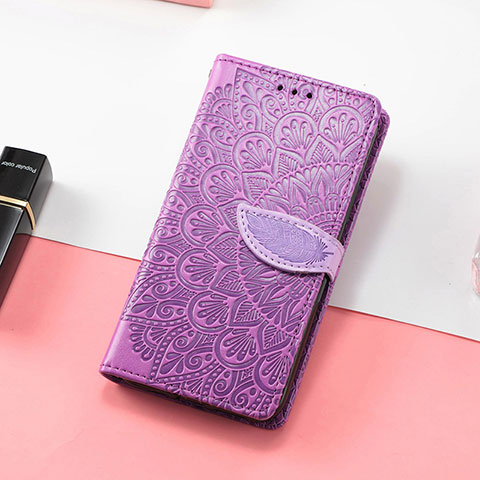 Coque Portefeuille Motif Fantaisie Livre Cuir Etui Clapet S08D pour Huawei Y7p Violet