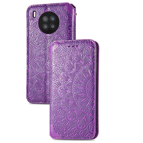 Coque Portefeuille Motif Fantaisie Livre Cuir Etui Clapet S09D pour Huawei Honor 50 Lite Violet