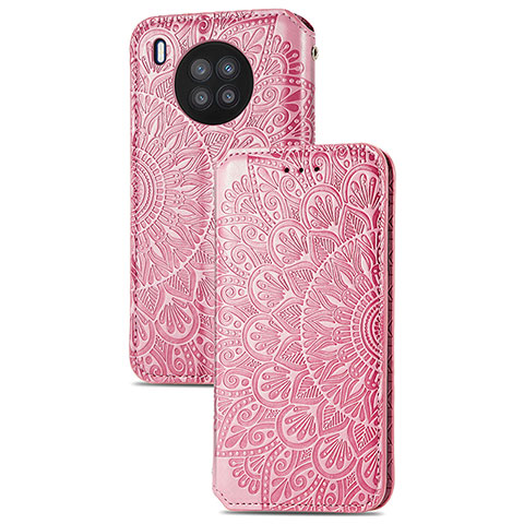 Coque Portefeuille Motif Fantaisie Livre Cuir Etui Clapet S09D pour Huawei Nova 8i Or Rose