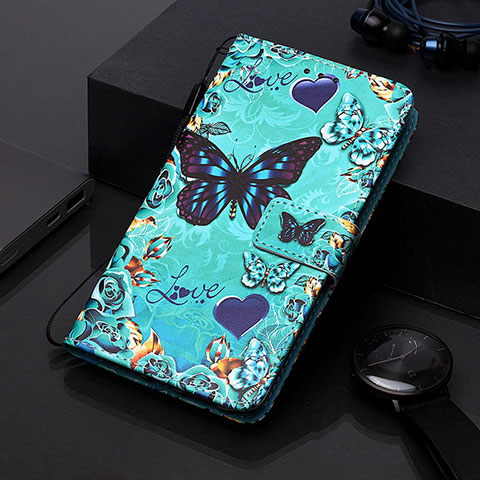 Coque Portefeuille Motif Fantaisie Livre Cuir Etui Clapet Y01B pour Samsung Galaxy A20s Bleu Ciel