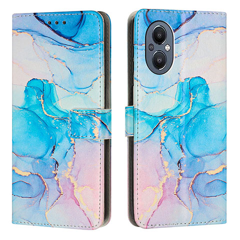 Coque Portefeuille Motif Fantaisie Livre Cuir Etui Clapet Y01X pour Oppo A96 5G Bleu Ciel