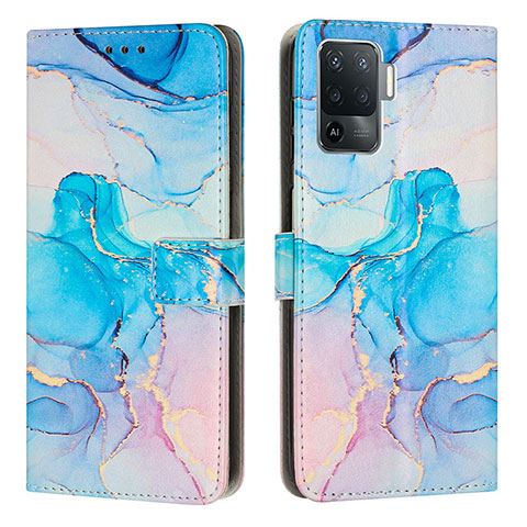 Coque Portefeuille Motif Fantaisie Livre Cuir Etui Clapet Y01X pour Oppo F19 Pro Bleu Ciel