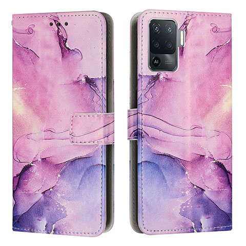 Coque Portefeuille Motif Fantaisie Livre Cuir Etui Clapet Y01X pour Oppo F19 Pro Violet