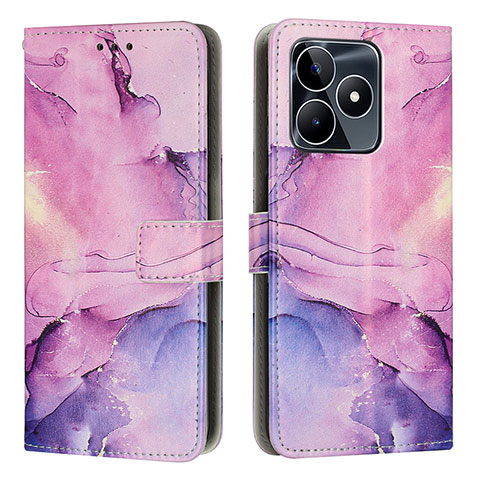 Coque Portefeuille Motif Fantaisie Livre Cuir Etui Clapet Y01X pour Realme Narzo N53 Violet