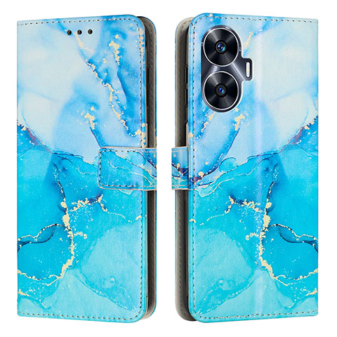 Coque Portefeuille Motif Fantaisie Livre Cuir Etui Clapet Y01X pour Realme Narzo N55 Bleu