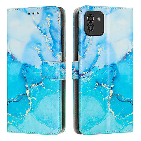 Coque Portefeuille Motif Fantaisie Livre Cuir Etui Clapet Y01X pour Samsung Galaxy A03 Bleu