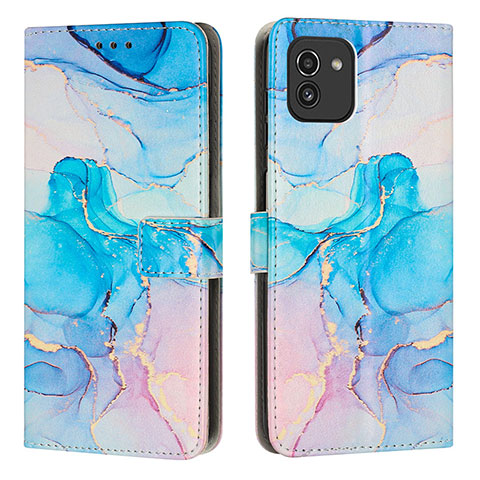 Coque Portefeuille Motif Fantaisie Livre Cuir Etui Clapet Y01X pour Samsung Galaxy A03 Bleu Ciel