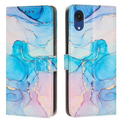 Coque Portefeuille Motif Fantaisie Livre Cuir Etui Clapet Y01X pour Samsung Galaxy A03 Core Bleu Ciel