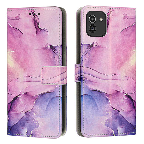 Coque Portefeuille Motif Fantaisie Livre Cuir Etui Clapet Y01X pour Samsung Galaxy A03 Violet