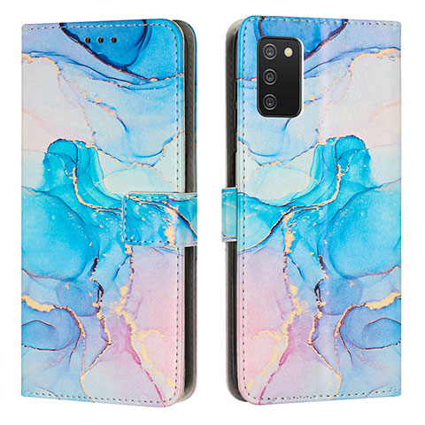 Coque Portefeuille Motif Fantaisie Livre Cuir Etui Clapet Y01X pour Samsung Galaxy M02s Bleu Ciel