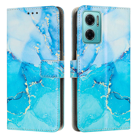 Coque Portefeuille Motif Fantaisie Livre Cuir Etui Clapet Y01X pour Xiaomi Redmi Note 11E 5G Bleu