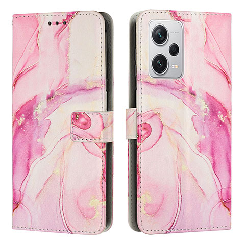 Coque Portefeuille Motif Fantaisie Livre Cuir Etui Clapet Y01X pour Xiaomi Redmi Note 12 Pro 5G Rose