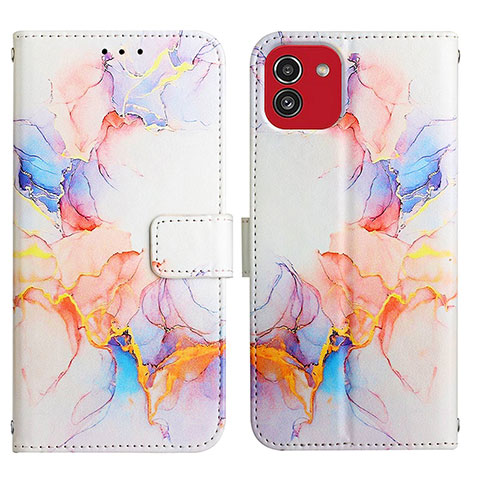 Coque Portefeuille Motif Fantaisie Livre Cuir Etui Clapet Y02B pour Samsung Galaxy A03 Bleu