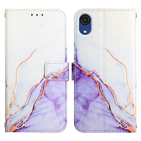 Coque Portefeuille Motif Fantaisie Livre Cuir Etui Clapet Y02B pour Samsung Galaxy A03 Core Violet Clair