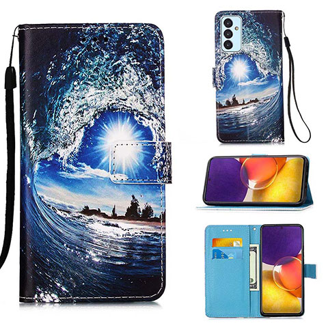 Coque Portefeuille Motif Fantaisie Livre Cuir Etui Clapet Y02B pour Samsung Galaxy A05s Bleu Royal