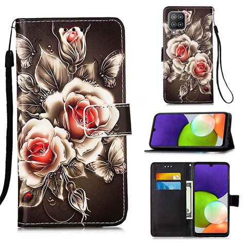 Coque Portefeuille Motif Fantaisie Livre Cuir Etui Clapet Y02B pour Samsung Galaxy A22 4G Noir