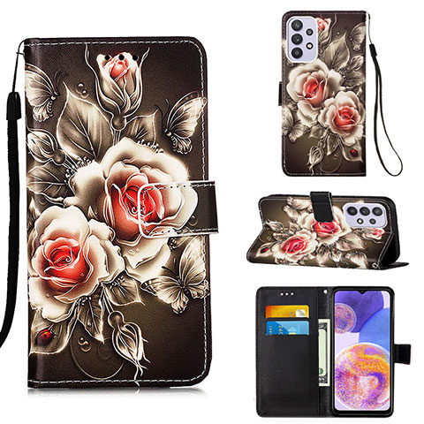 Coque Portefeuille Motif Fantaisie Livre Cuir Etui Clapet Y02B pour Samsung Galaxy A23 5G Noir