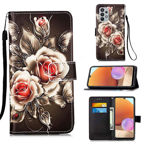 Coque Portefeuille Motif Fantaisie Livre Cuir Etui Clapet Y02B pour Samsung Galaxy A32 4G Noir