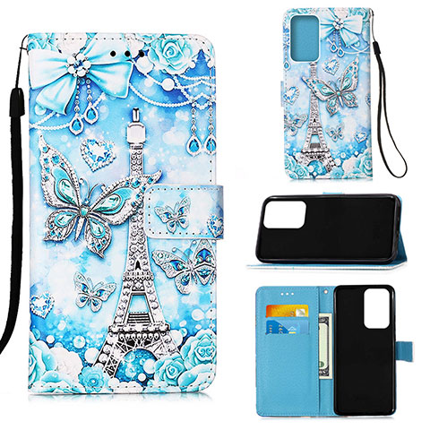 Coque Portefeuille Motif Fantaisie Livre Cuir Etui Clapet Y02B pour Samsung Galaxy A33 5G Bleu Clair