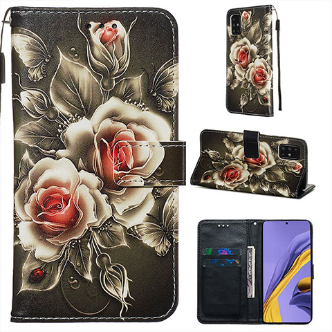 Coque Portefeuille Motif Fantaisie Livre Cuir Etui Clapet Y02B pour Samsung Galaxy A51 4G Noir