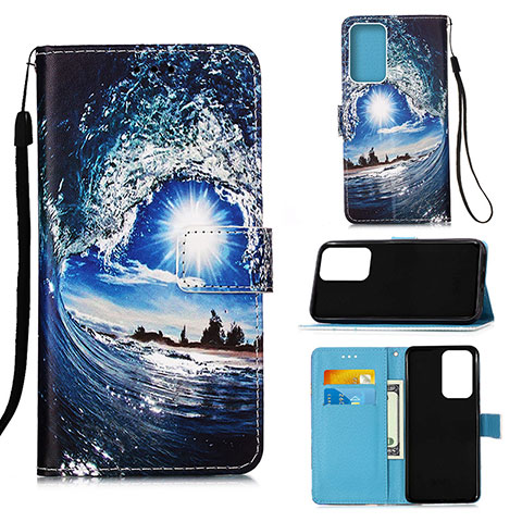 Coque Portefeuille Motif Fantaisie Livre Cuir Etui Clapet Y02B pour Samsung Galaxy A53 5G Bleu Royal