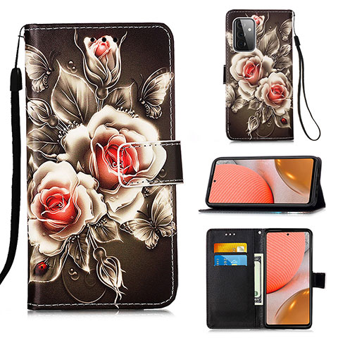 Coque Portefeuille Motif Fantaisie Livre Cuir Etui Clapet Y02B pour Samsung Galaxy A72 4G Noir