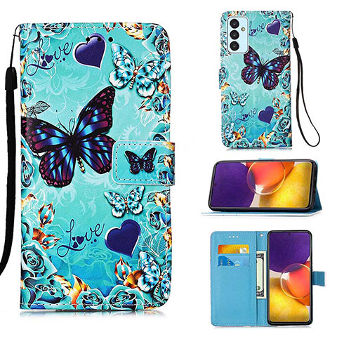 Coque Portefeuille Motif Fantaisie Livre Cuir Etui Clapet Y02B pour Samsung Galaxy F54 5G Bleu Ciel