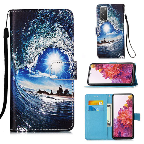 Coque Portefeuille Motif Fantaisie Livre Cuir Etui Clapet Y02B pour Samsung Galaxy S20 FE 5G Bleu Royal