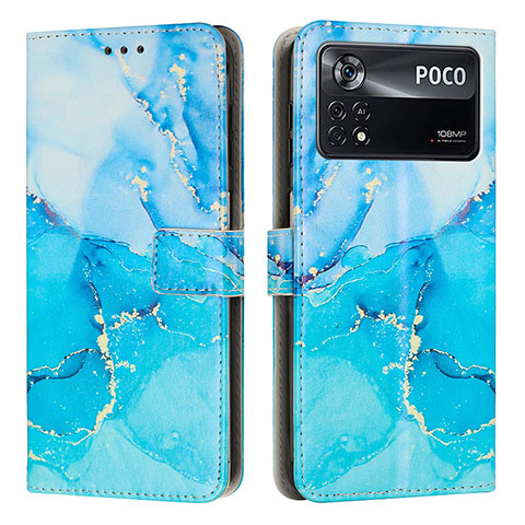 Coque Portefeuille Motif Fantaisie Livre Cuir Etui Clapet Y02X pour Xiaomi Poco X4 Pro 5G Bleu