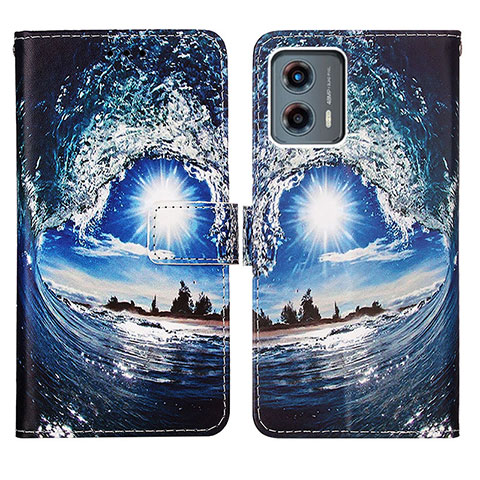 Coque Portefeuille Motif Fantaisie Livre Cuir Etui Clapet Y03B pour Motorola Moto G 5G (2023) Bleu Royal