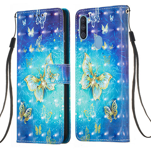 Coque Portefeuille Motif Fantaisie Livre Cuir Etui Clapet Y03B pour Samsung Galaxy A11 Bleu Ciel