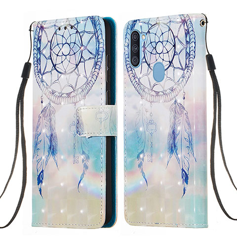 Coque Portefeuille Motif Fantaisie Livre Cuir Etui Clapet Y03B pour Samsung Galaxy A11 Bleu Clair