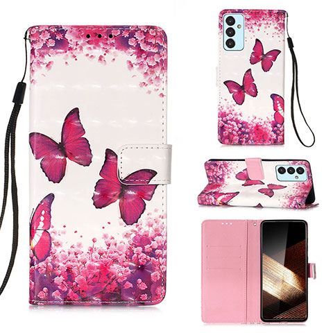 Coque Portefeuille Motif Fantaisie Livre Cuir Etui Clapet Y03B pour Samsung Galaxy A15 5G Rose Rouge