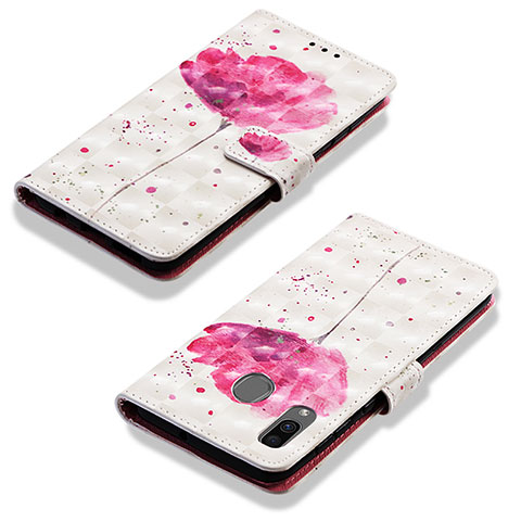 Coque Portefeuille Motif Fantaisie Livre Cuir Etui Clapet Y03B pour Samsung Galaxy A20 Rose