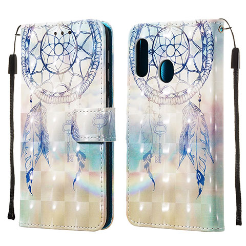 Coque Portefeuille Motif Fantaisie Livre Cuir Etui Clapet Y03B pour Samsung Galaxy A20e Bleu Clair